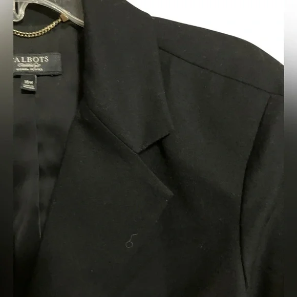 TALBOTS Elegant Career 99% Black Wool One Button Blazer Jacket Plus 16 Petite - Picture 6 of 12